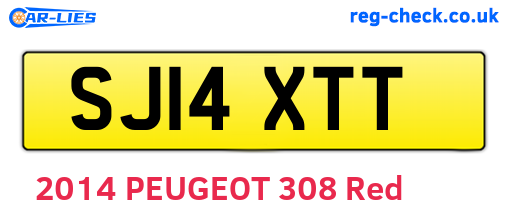 SJ14XTT are the vehicle registration plates.
