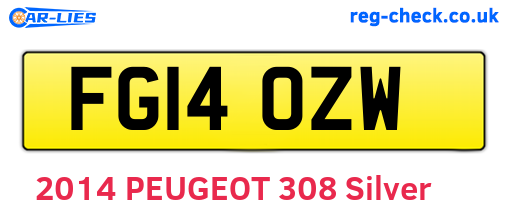 FG14OZW are the vehicle registration plates.