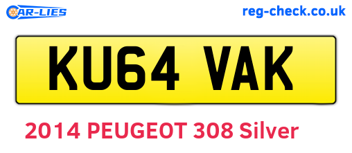 KU64VAK are the vehicle registration plates.