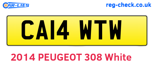 CA14WTW are the vehicle registration plates.