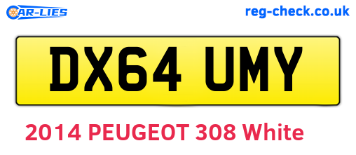 DX64UMY are the vehicle registration plates.