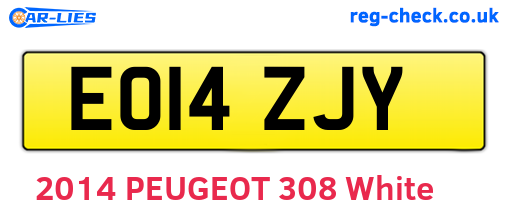 EO14ZJY are the vehicle registration plates.