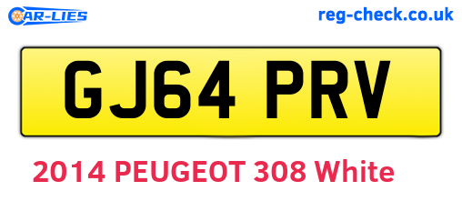 GJ64PRV are the vehicle registration plates.