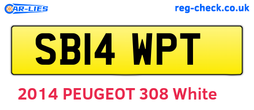 SB14WPT are the vehicle registration plates.