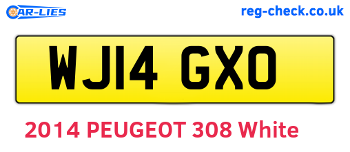 WJ14GXO are the vehicle registration plates.