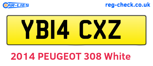 YB14CXZ are the vehicle registration plates.