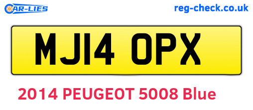MJ14OPX are the vehicle registration plates.