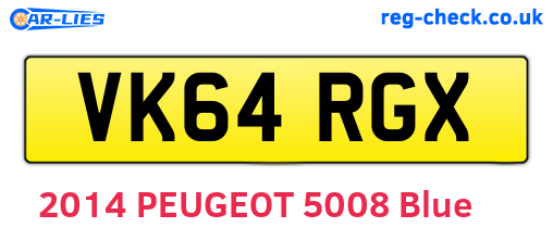 VK64RGX are the vehicle registration plates.