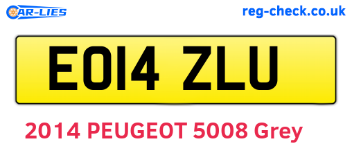 EO14ZLU are the vehicle registration plates.