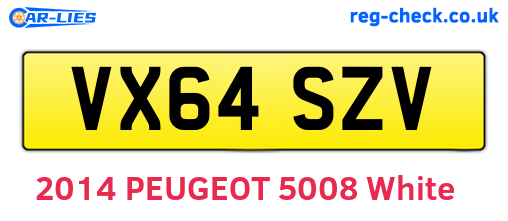 VX64SZV are the vehicle registration plates.