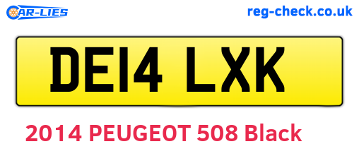 DE14LXK are the vehicle registration plates.