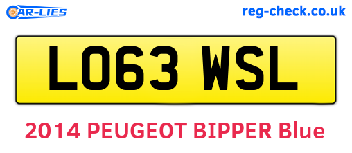 LO63WSL are the vehicle registration plates.