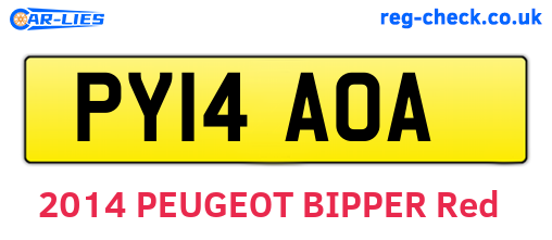 PY14AOA are the vehicle registration plates.