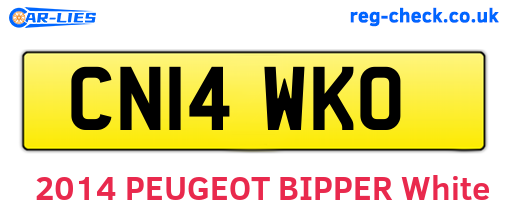 CN14WKO are the vehicle registration plates.