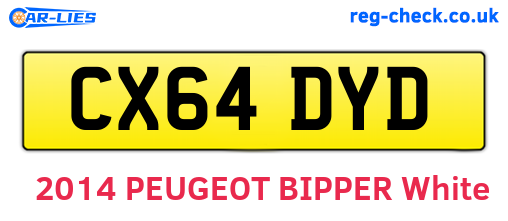 CX64DYD are the vehicle registration plates.
