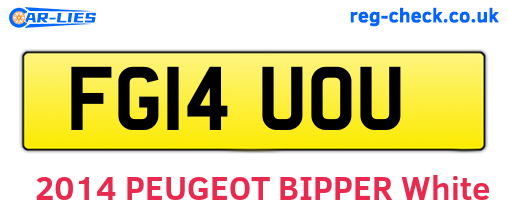 FG14UOU are the vehicle registration plates.