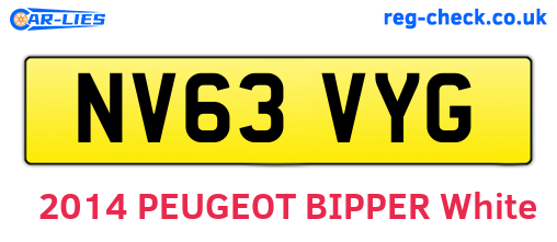 NV63VYG are the vehicle registration plates.