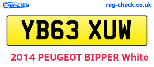 YB63XUW are the vehicle registration plates.