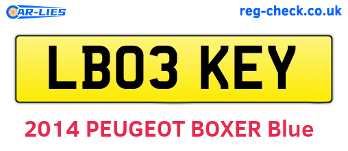 LB03KEY are the vehicle registration plates.