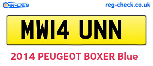 MW14UNN are the vehicle registration plates.