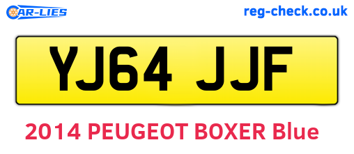 YJ64JJF are the vehicle registration plates.