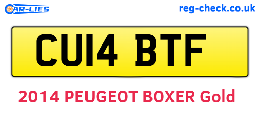 CU14BTF are the vehicle registration plates.
