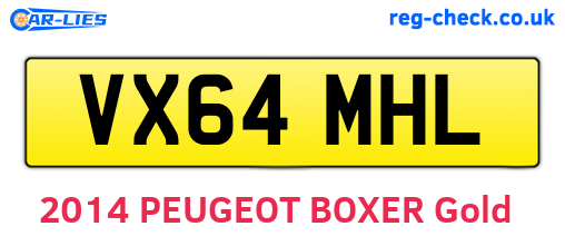 VX64MHL are the vehicle registration plates.