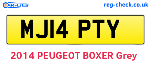 MJ14PTY are the vehicle registration plates.