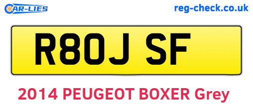 R80JSF are the vehicle registration plates.