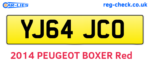 YJ64JCO are the vehicle registration plates.