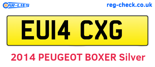 EU14CXG are the vehicle registration plates.