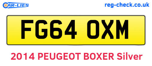 FG64OXM are the vehicle registration plates.