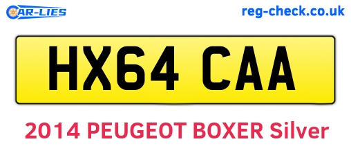HX64CAA are the vehicle registration plates.
