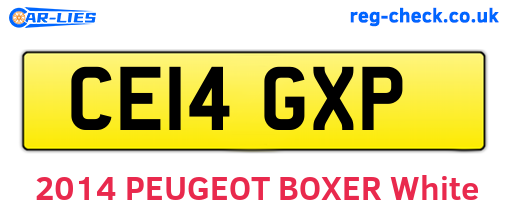 CE14GXP are the vehicle registration plates.