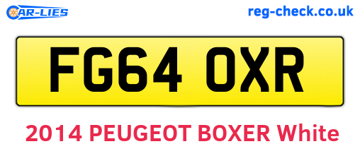 FG64OXR are the vehicle registration plates.