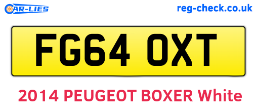 FG64OXT are the vehicle registration plates.