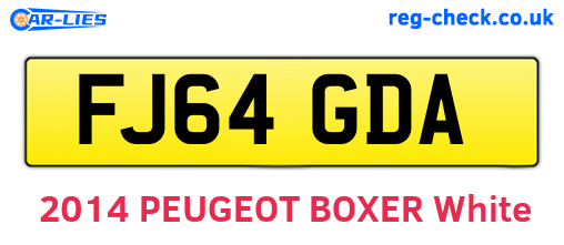 FJ64GDA are the vehicle registration plates.