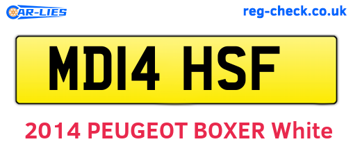 MD14HSF are the vehicle registration plates.
