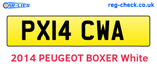 PX14CWA are the vehicle registration plates.