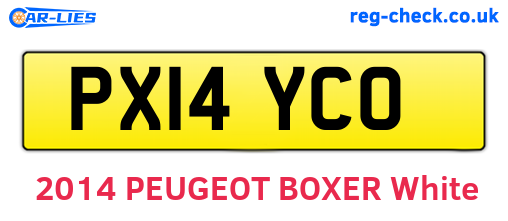 PX14YCO are the vehicle registration plates.
