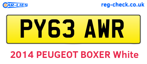 PY63AWR are the vehicle registration plates.
