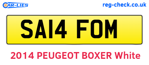 SA14FOM are the vehicle registration plates.