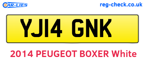YJ14GNK are the vehicle registration plates.