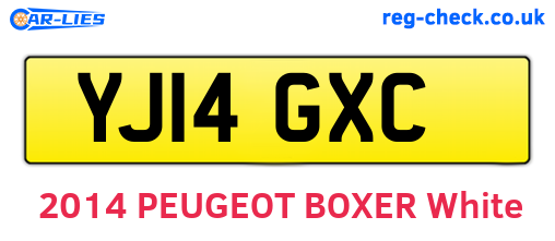 YJ14GXC are the vehicle registration plates.