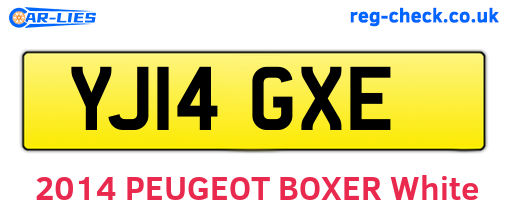YJ14GXE are the vehicle registration plates.