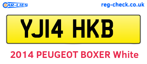 YJ14HKB are the vehicle registration plates.