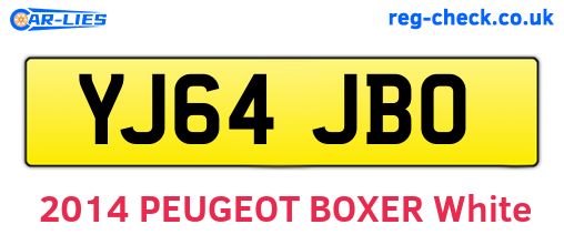 YJ64JBO are the vehicle registration plates.