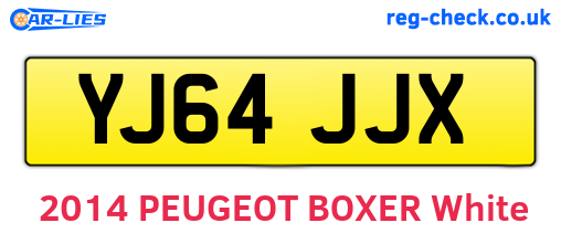 YJ64JJX are the vehicle registration plates.