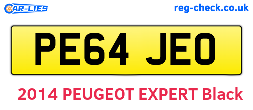 PE64JEO are the vehicle registration plates.