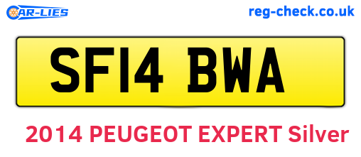 SF14BWA are the vehicle registration plates.